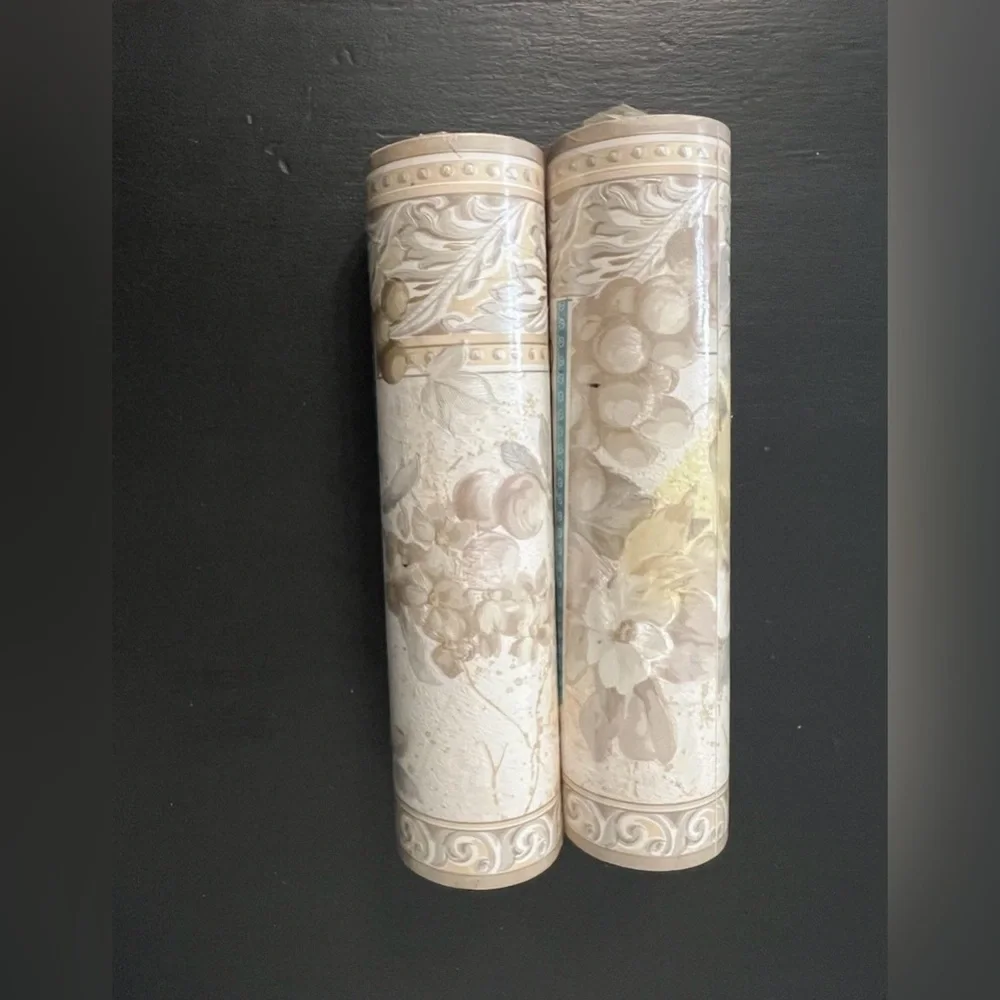 Vtg Wallpaper Border Vinyl 2 Pk Borden Romantic Floral Scroll Textured Heritage